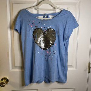 Justice Sequin Heart Shirt